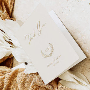 Gold & Cream Bedankt Wedding Gevouwen Nota Kaart