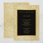 GOLD CREAM BLACK CHEVRON WEDDING INVITATION KAART (Voorkant / Achterkant)