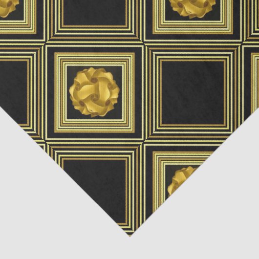 Gold Cream Black Geometric Decoupage Tissuepapier (Detail)