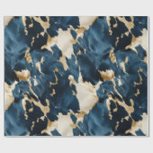 Gold Cream Blue Koeienhuid Cadeaupapier (Vlak)