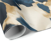 Gold Cream Blue Koeienhuid Cadeaupapier (Rol Hoek)