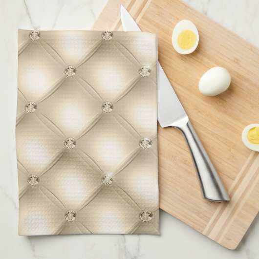 Gold Cream Champagne Diamond Theedoek (Quarter Fold)