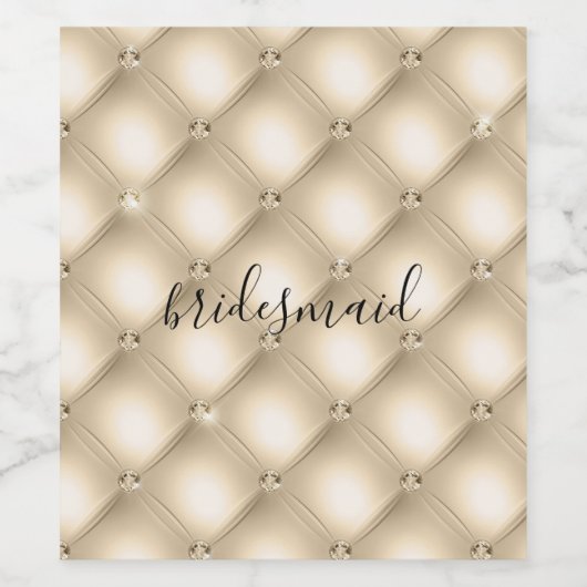 Gold Cream Champagne Diamond Wijn Etiket (Enkel label)