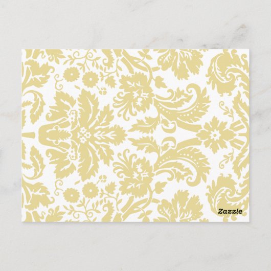 Gold Cream Damask Trouwtafel Kaart (Achterkant)