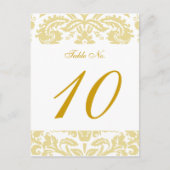 Gold Cream Damask Trouwtafel Kaart (Voorkant)