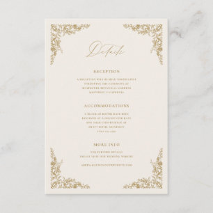Gold & Cream Details Behuizing Kaart Wedding Info