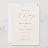 Gold & Cream Eenvoudige Huwelijksuitnodiging Kaart (Voorkant)
