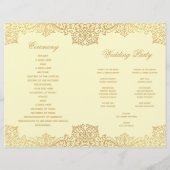  Gold Cream Elegant Gevouwen Trouwprogramma (Achterkant)
