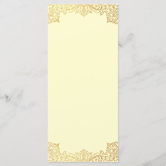 Gold Cream Elegant Script Antiek bruiloft Menu (Achterkant)