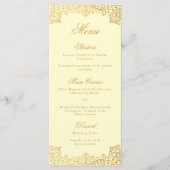Gold Cream Elegant Script Antiek bruiloft Menu (Voorkant)
