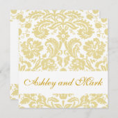 Gold Cream Floral Damask Wedding Invitation Kaart (Voorkant / Achterkant)