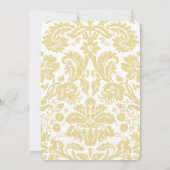Gold Cream Floral Damask Wedding Invitation Kaart (Achterkant)