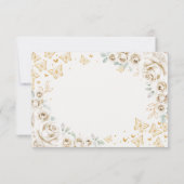 Gold Cream Floral Quinceanera Bedankkaart (Achterkant)