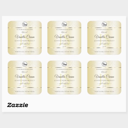 Gold Cream Glitter Product Labels Logo Initialen (Vel)