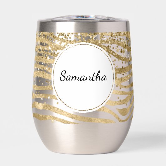 Gold Cream Glitzy Glitter Zebra Naam (Voorkant)
