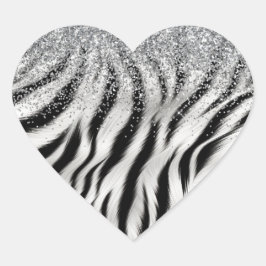 Gold Cream Glitzy Glitter Zebra Print Hart Sticker