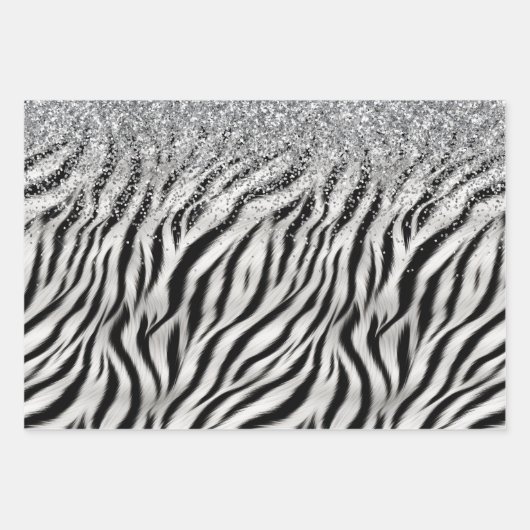 Gold Cream Glitzy Glitter Zebra Print Inpakpapier Vel (Voorkant)