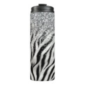Gold Cream Glitzy Glitter Zebra Print Thermosbeker (Voorkant)
