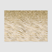 Gold Cream Glitzy Glitter Zebra Print Tissuepapier (Voorkant)