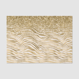 Gold Cream Glitzy Glitter Zebra Print Tissuepapier