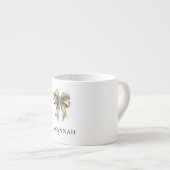 Gold Cream Green Bow Gepersonaliseerde naam Espresso Kop (Voorkant rechts)