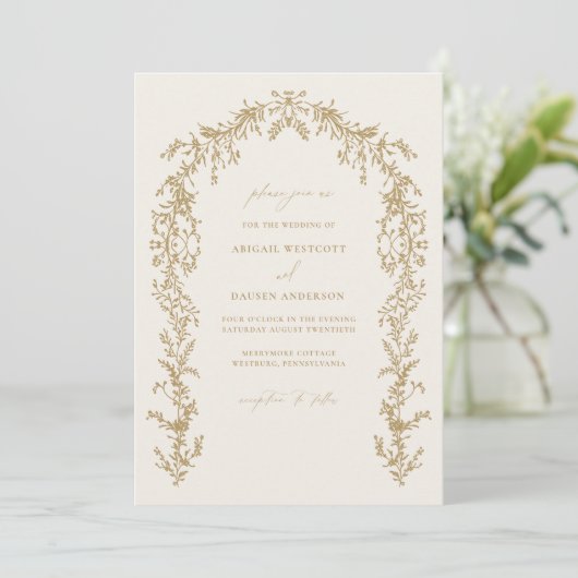 Gold & Cream Invitation Wedding Arch Nodig Kaart u (Staand voorkant)