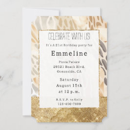 Gold Cream Ivoor Animal Print Abstract Kaart