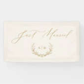 Gold & Cream Laurel Monogram Just Married Banner (Horizontaal)