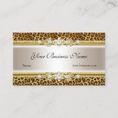 Gold Cream Leopard Black Jewel Look Afbeelding Visitekaartje (Voorkant)