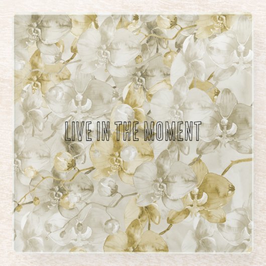 Gold Cream Orchid Flowers Glazen Onderzetter (Voorkant)