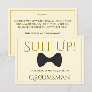 Gold & Cream Puit Up Be My Groomsman Kaart