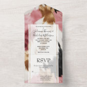 Gold Cream Roze Zwart Cowgirl Koeienhuid All In One Uitnodiging (Binnen)