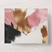 Gold Cream Roze Zwart Cowgirl Koeienhuid All In One Uitnodiging (Achterkant)