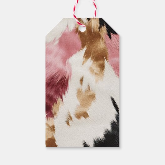 Gold Cream Roze Zwart Cowgirl Koeienhuid Cadeaulabel (Achterkant)