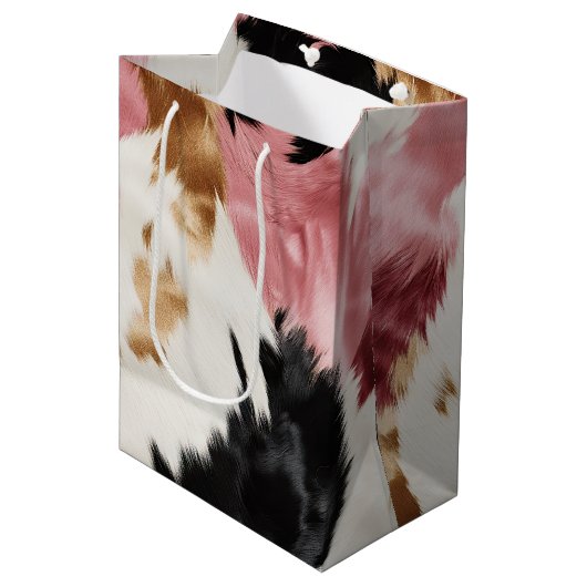 Gold Cream Roze Zwart Cowgirl Koeienhuid Medium Cadeauzakje (Voorkant Gekanteld)