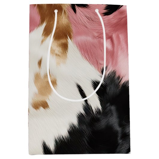 Gold Cream Roze Zwart Cowgirl Koeienhuid Medium Cadeauzakje (Voorkant)