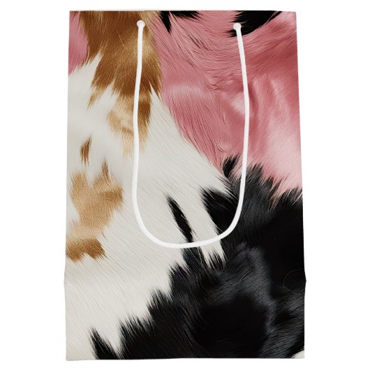 Gold Cream Roze Zwart Cowgirl Koeienhuid Medium Cadeauzakje (Achterkant)
