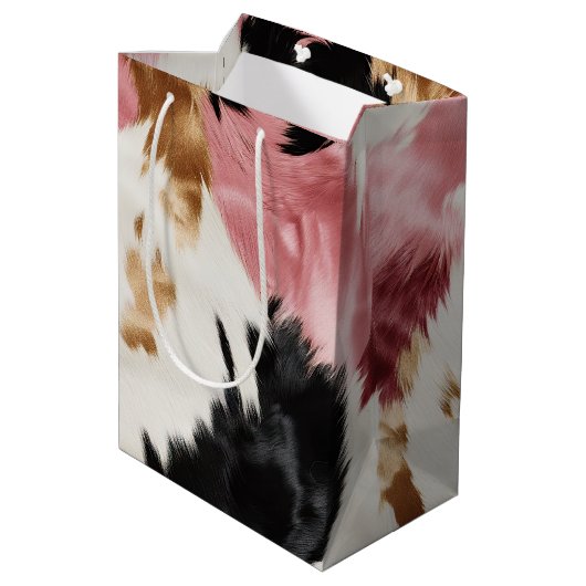 Gold Cream Roze Zwart Cowgirl Koeienhuid Medium Cadeauzakje (Achterkant Gekanteld)