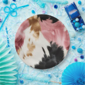 Gold Cream Roze Zwart Cowgirl Koeienhuid Papieren Bordje (Feest)