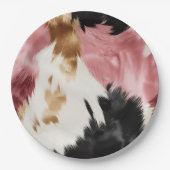 Gold Cream Roze Zwart Cowgirl Koeienhuid Papieren Bordje (Voorkant)