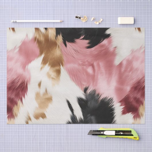 Gold Cream Roze Zwart Cowgirl Koeienhuid Tissuepapier (Craft)