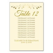 Gold & Cream Simple Elgant Wedding Seating Chart Kaart (Achterkant)
