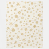 Gold Cream Snowflakes White Winter Kerstmis Fleece Deken (Voorkant)