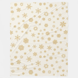 Gold Cream Snowflakes White Winter Kerstmis Fleece Deken