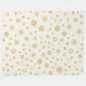 Gold Cream Snowflakes White Winter Kerstmis Fleece Deken (Voorkant (Horizontaal))