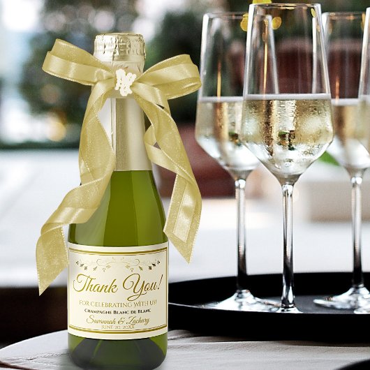 Gold & Cream Weddenschap Hartelijk dank Sparkling Wijnetiket
