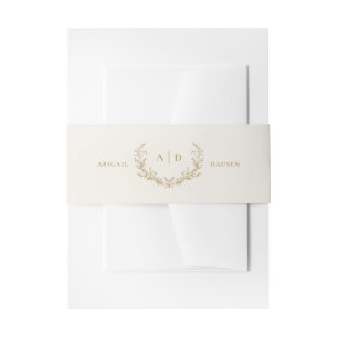 Gold & Cream Wedding Invitation Suite Belly Band Uitnodigingen Wikkel