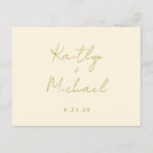Gold Cream Wedding Modern Handschrift Details QR Informatiekaartje (Achterkant)