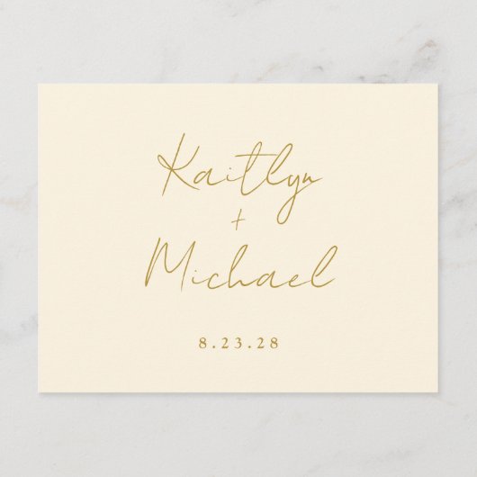 Gold Cream Wedding Modern Handschrift Details QR Informatiekaartje (Achterkant)
