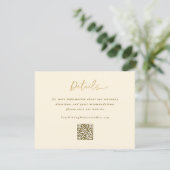 Gold Cream Wedding Modern Handschrift Details QR Informatiekaartje (Staand voorkant)